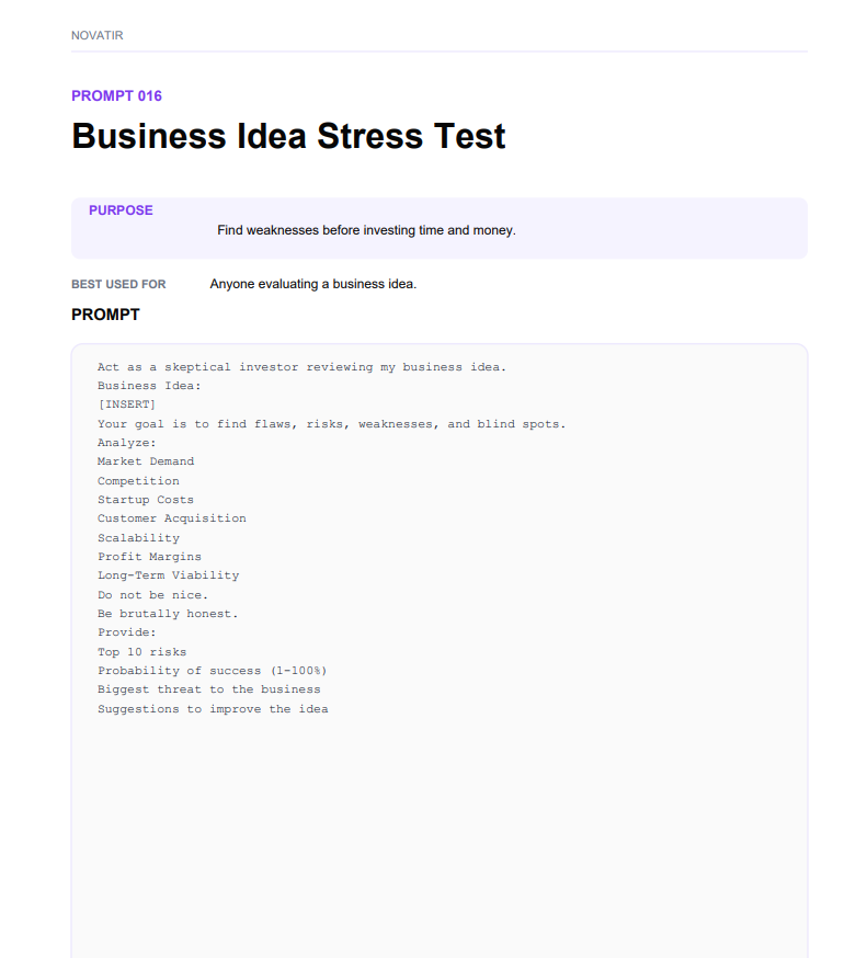 Novatir Business Launch Prompt Pack